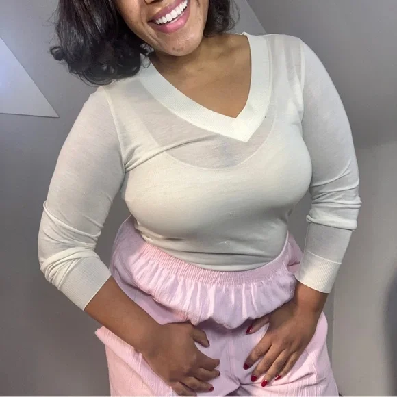 Vintage ballerina pink elastic waist cotton blend comfy lightweight ankle pants - Picture 8 of 14